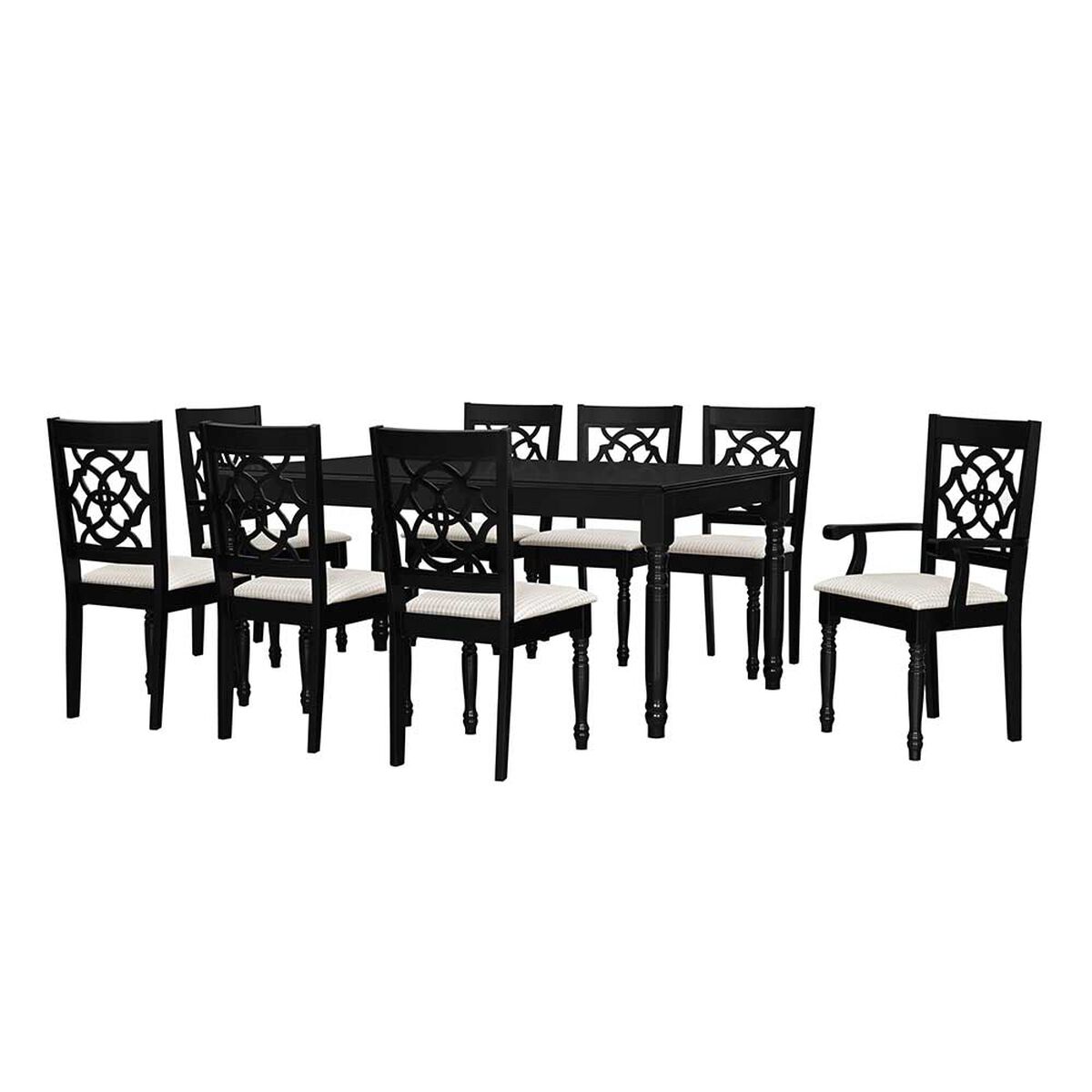 Juego de Comedor Casanova New Barcelona 6 Sillas + 2 Sitiales Negro Beige