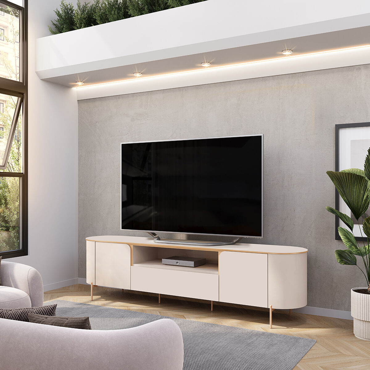 Rack TV Vekkahome Areta Hasta 75" Beige