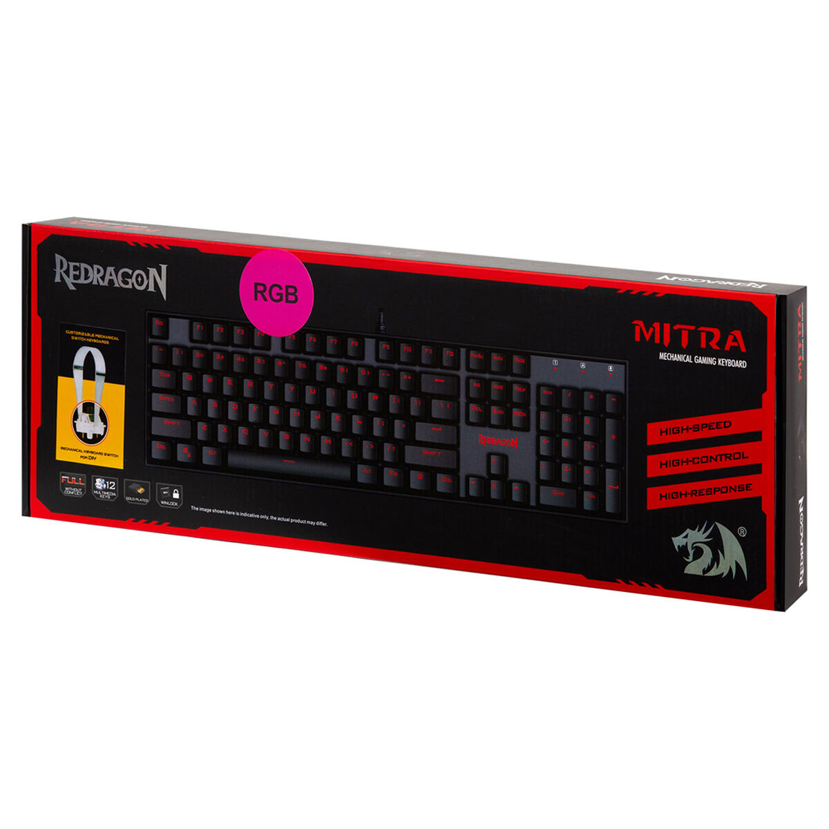 Teclado Gamer Redragon Mecánico Mitra Black