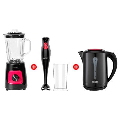 Licuadora Kioto Saitama 1,5 lts + Hervidor Eléctrico Kioto Toyama 2,5 lts. + Batidora de Inmersión Kioto Kochi 700 ml.