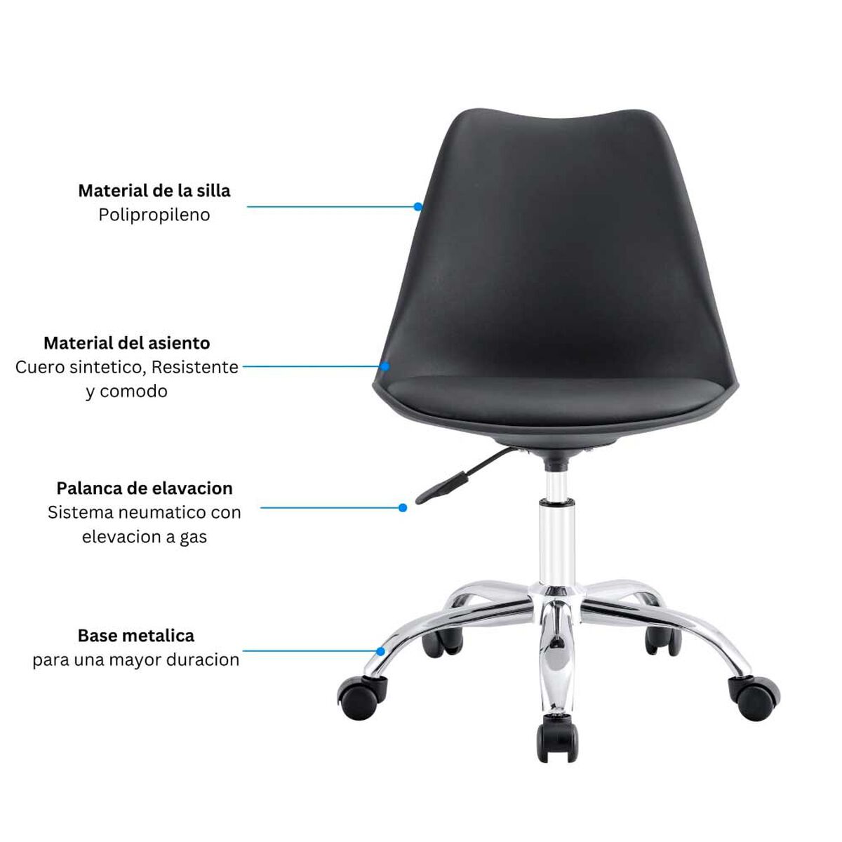 Silla de Escritorio Arthome Shanghai Negra