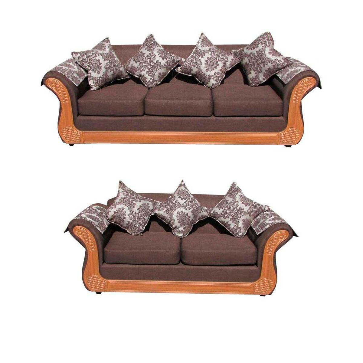 Juego de Living Almore Irlanda Sof&aacute; 3 Cuerpos + Sof&aacute; 2 Cuerpos Caf&eacute;