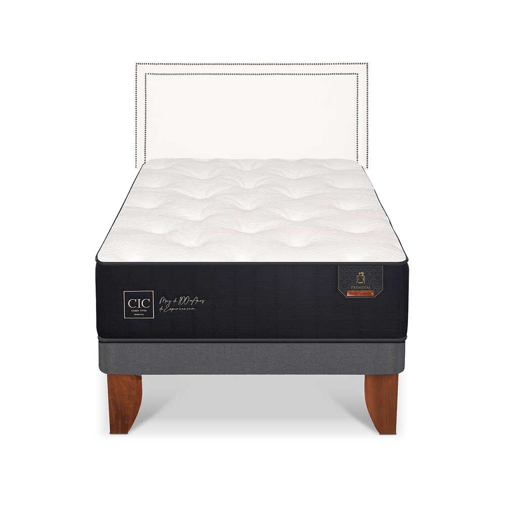 Cama Europea CIC 1,5 Plazas Premium + Respaldo Danubio