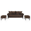 Sofá Bodevir Lua 3 Cuerpos + 2 Pouf Wood Chocolate
