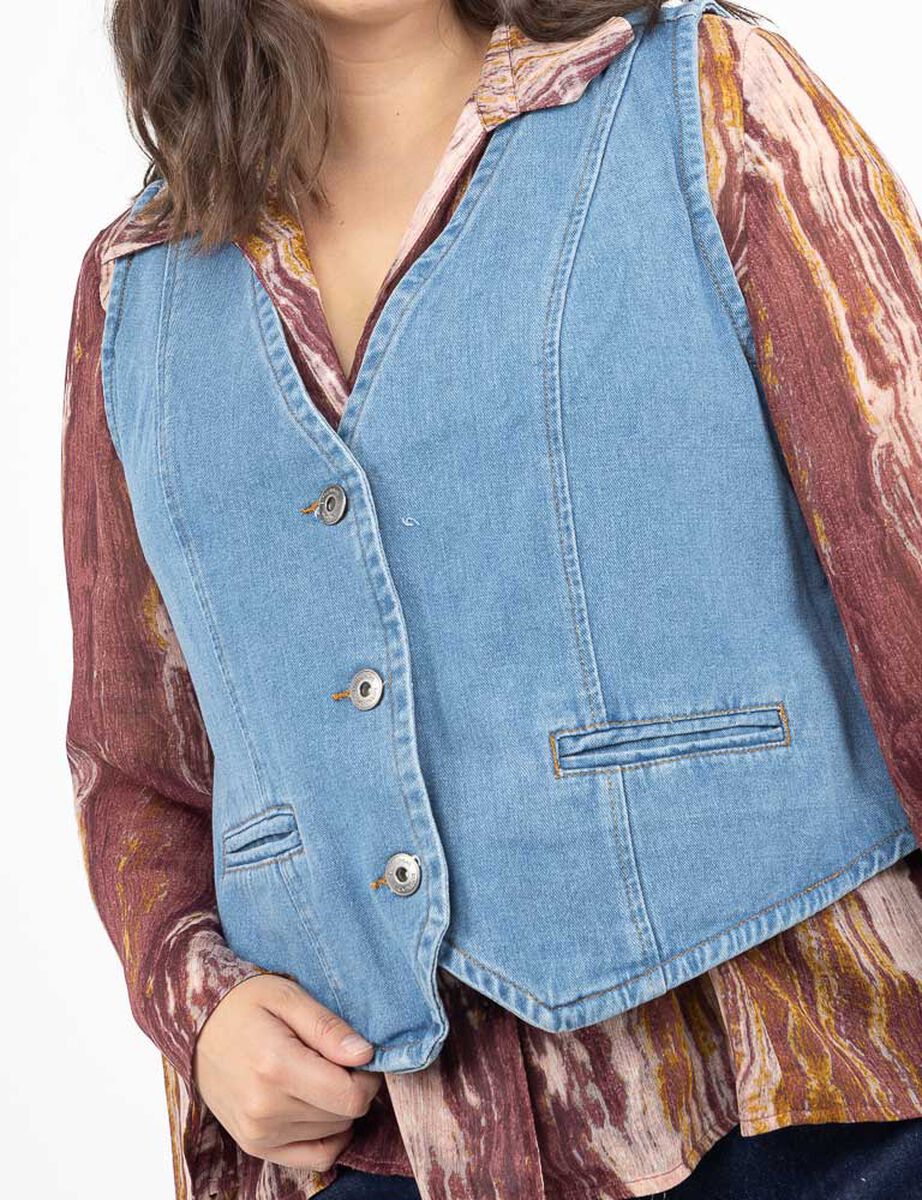 Blusa Denim Sin Mangas Mujer Extralindas