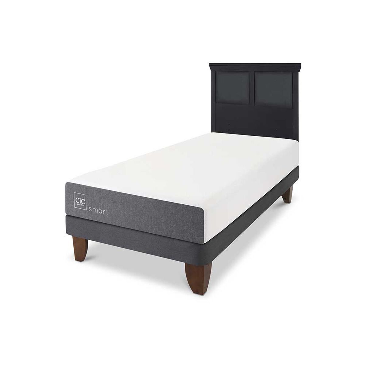 Cama Europea CIC 1,5 Plazas Smart + Respaldo Torino Negro