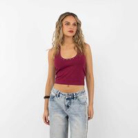 Polera Crop Sin Mangas Mujer Icono Negro