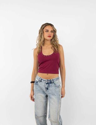 Imagen 1 del producto Polera Crop Sin Mangas Mujer Icono Negro