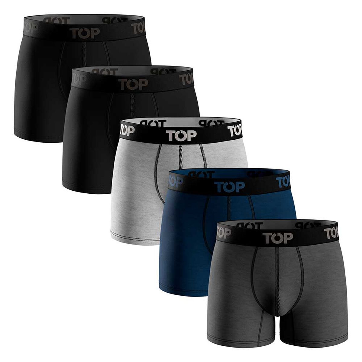 Pack 5 B&oacute;xers Medios Algod&oacute;n Hombre Top