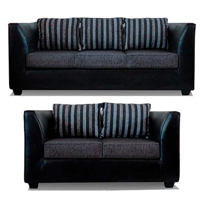 Juego de Living Elegant Detail Valentino Sofá 3 Cuerpos + Sofá 2 Cuerpos Gris Oscuro