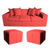 Sof&aacute; Muebles MYM Maxi 3 Cuerpos + Dos Pouf 1 Cuerpo Burdeo