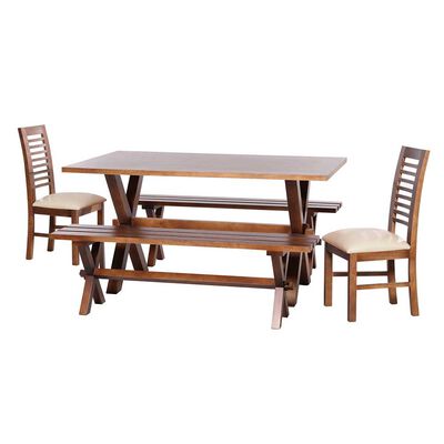 Juego de Comedor Latam Home Sevilla Salamanca 2 Sillas + 2 Bancas PU Beige