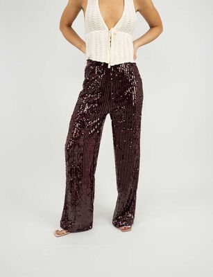 Imagen 1 del producto Pantalón Lentejuelas Mujer Icono Burdeo