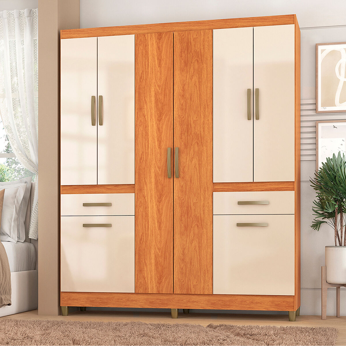 Clóset Vekkahome Aveiro 8 Puertas 2 Cajones Beige