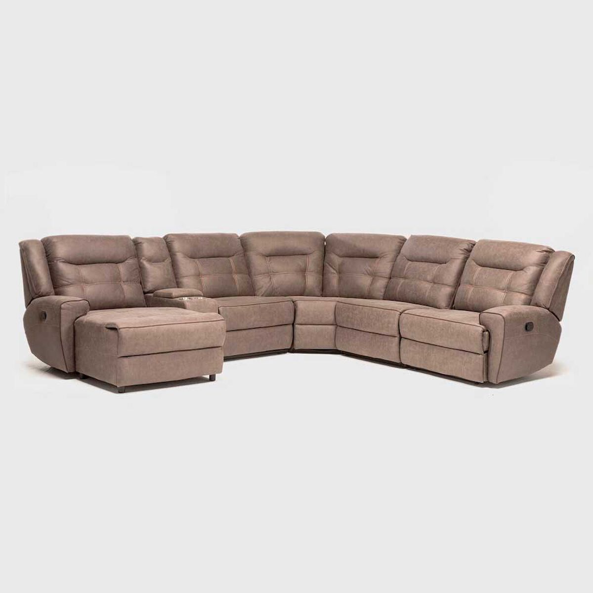 Seccional Izquierdo Reclinable Daniels Moderno 5 Cuerpos Caf&eacute; Grand