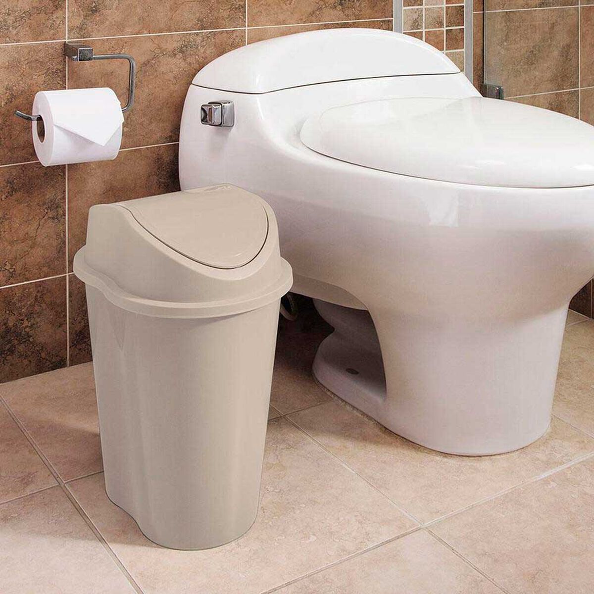 Basurero Rimax Vaiven Taupe 10 lts