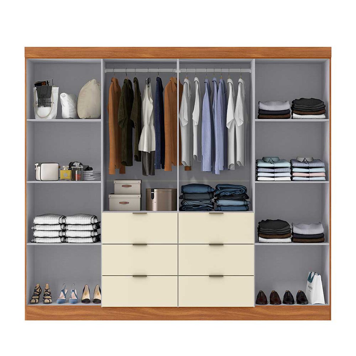 Closet Di Poretti Design Click 4 Puertas 6 Cajones Caf&eacute; Blanco