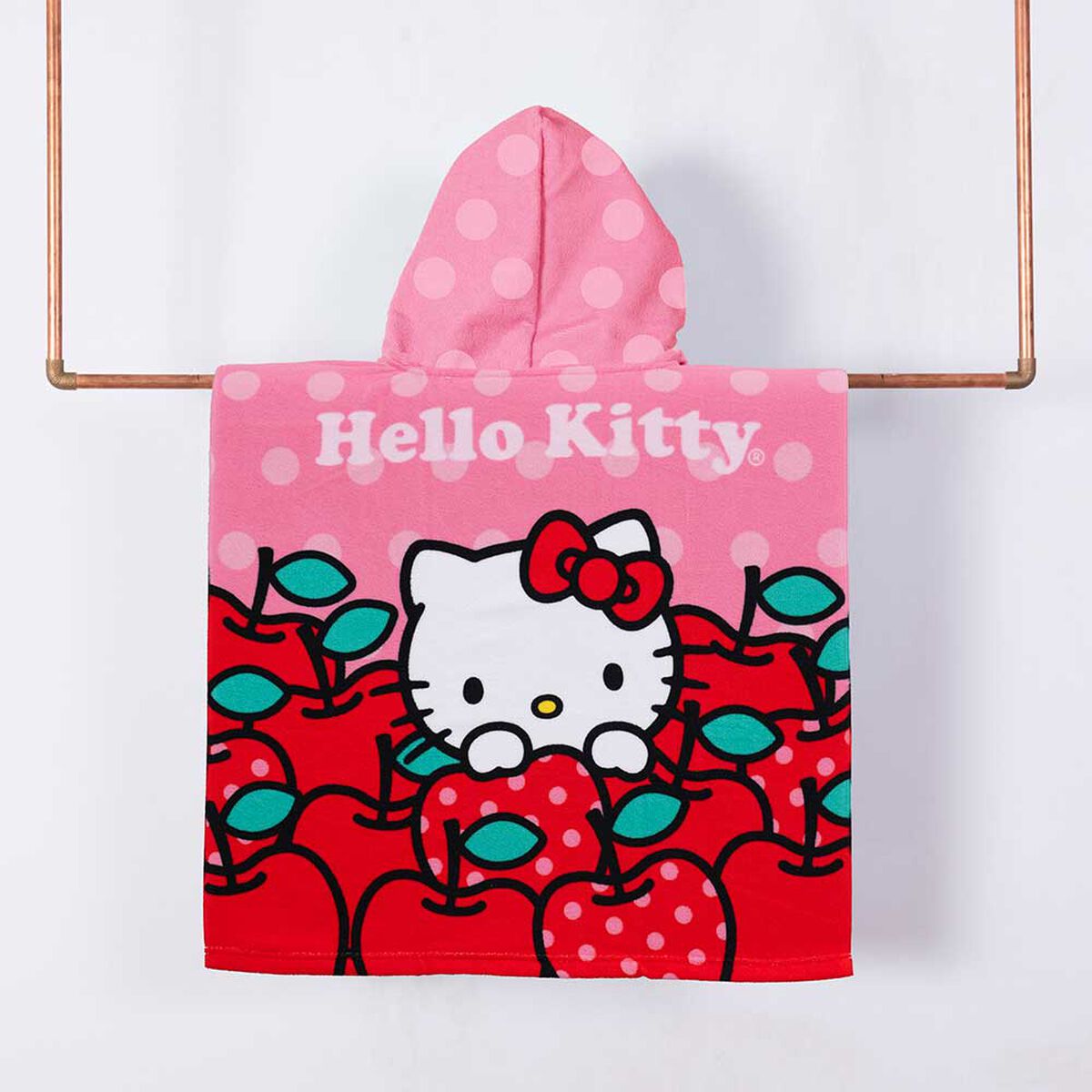 Toalla de Playa con Capucha Infantil Sanrio Hello Kitty Manzana 60 x 120 cm