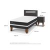 Cama Europea CIC 1,5 Plazas Ortopedic + Respaldo + Velador Munich