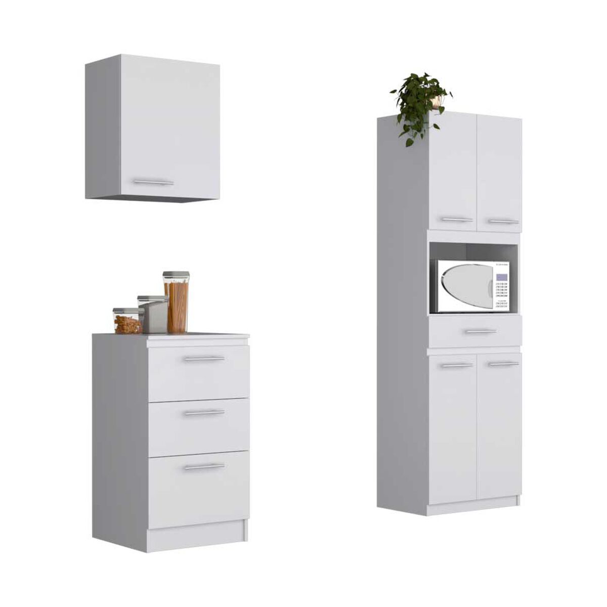 Combo Mueble Superior + Mueble Microondas + Mueble Inferior TuHome Manchester Blanco