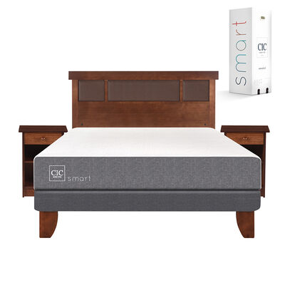 Imagen 1 del producto Cama Europea CIC 2 Plazas Smart + Respaldo + 2 Veladores Dublin Caramelo