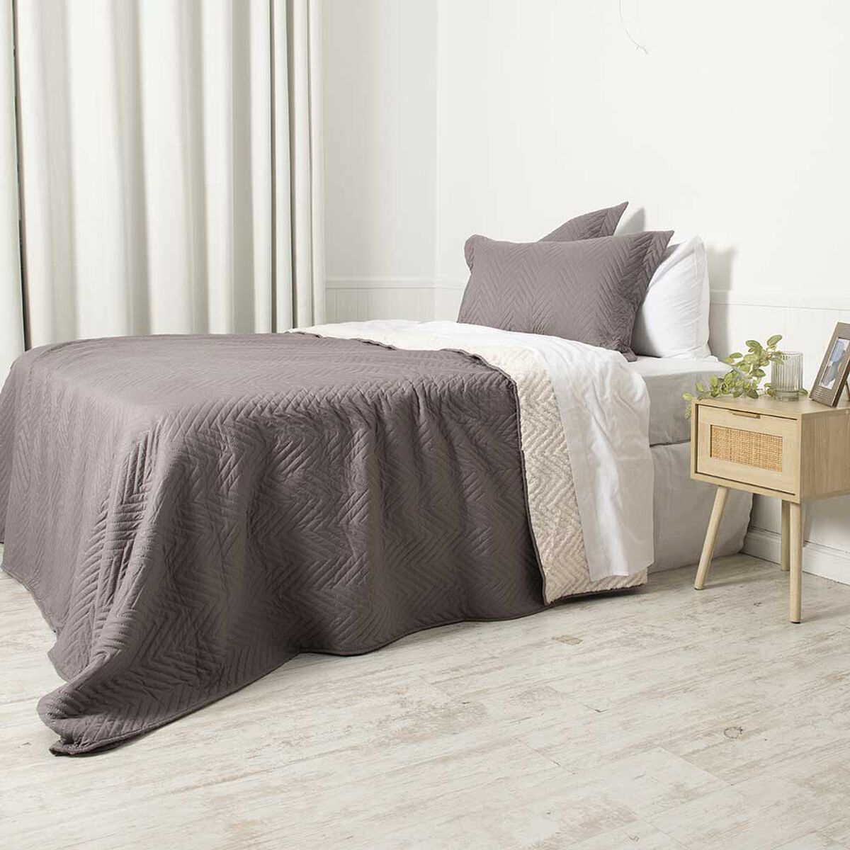 Quilt Sherpa Mashini 2 Plazas Liso Marengo