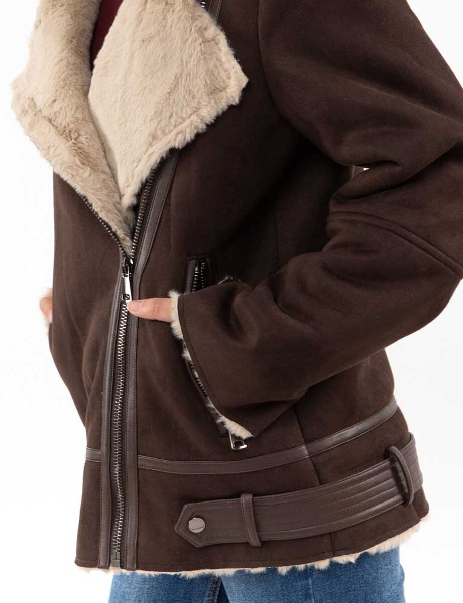 Chaqueta Aviadora Terciopelo Plush Mujer Zibel