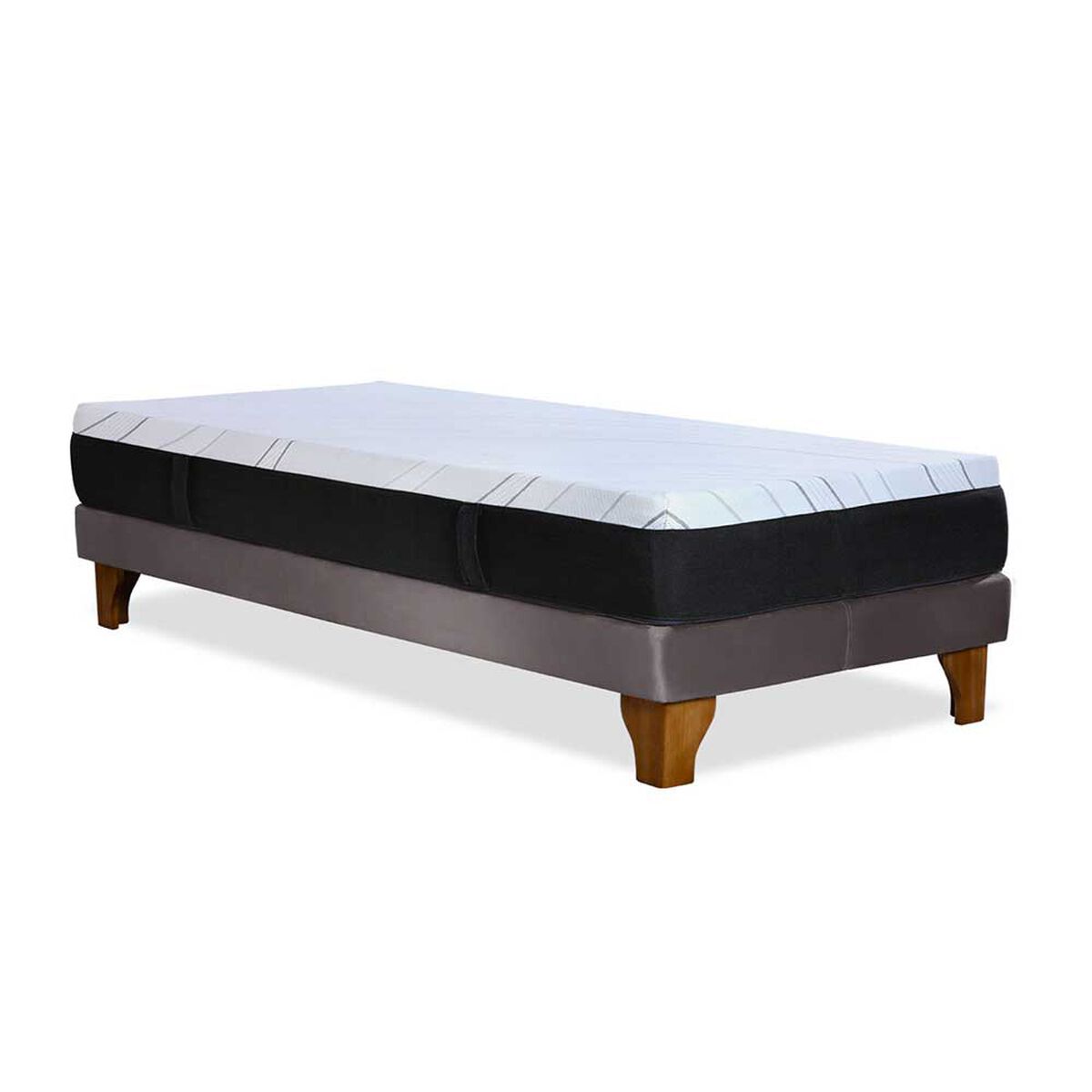 Cama Europea Latam Home 1 Plaza Zen Top Foam Soft Velvet Gris