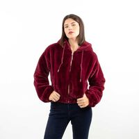 Chaqueta Crop Terciopelo Plush Mujer Fiorucci Burdeo, Negro