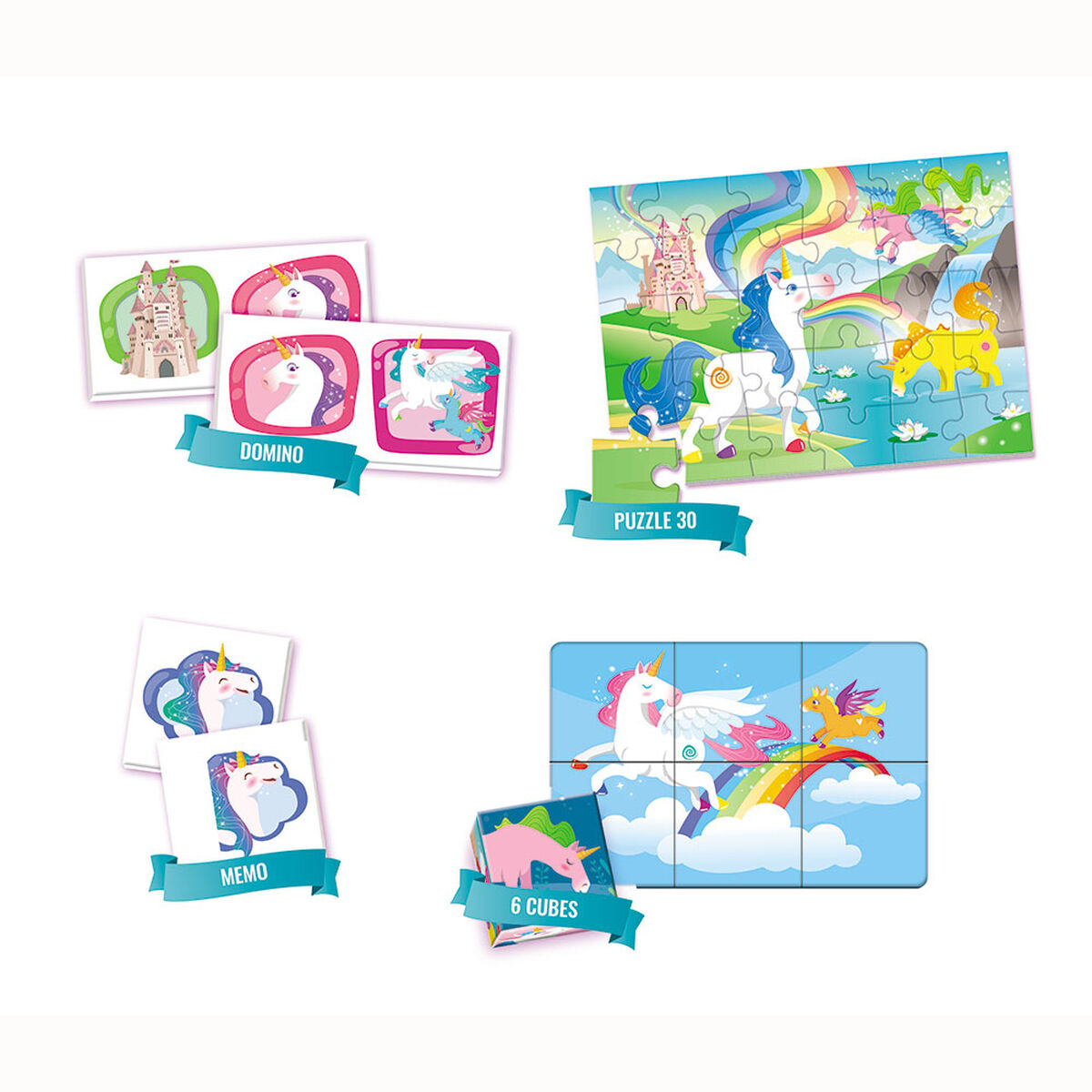 Juego de mesa Clementoni Edukit 4 in 1 - Unicorns