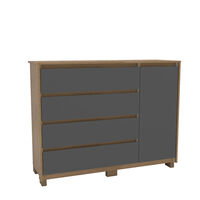 Cómoda Vekkahome Coimbra 4 Cajones 1 Puerta Grafito