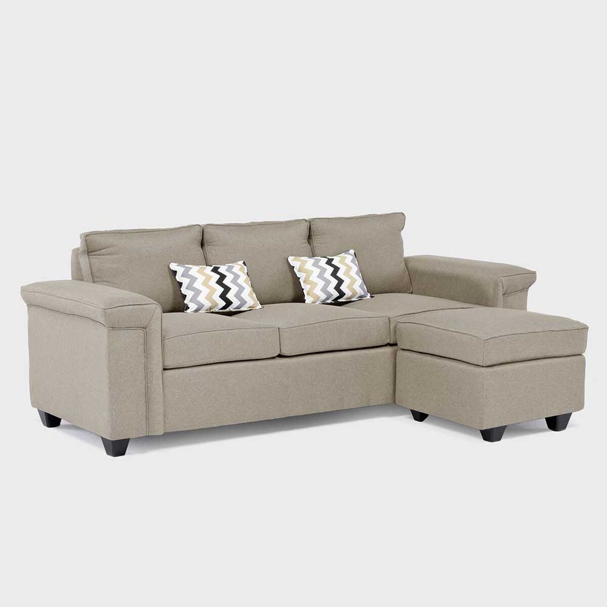 Sofá Mons Sicilia 3 Cuerpos + Pouf 1 Cuerpo Beige