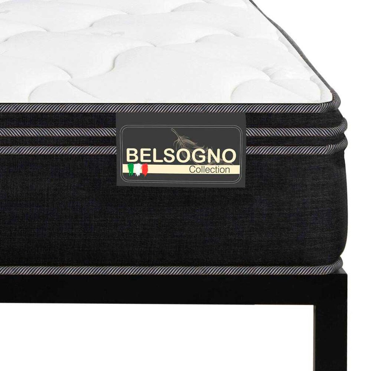 Cama Europea Belsogno 1,5 Plazas Premium + Respaldo Black
