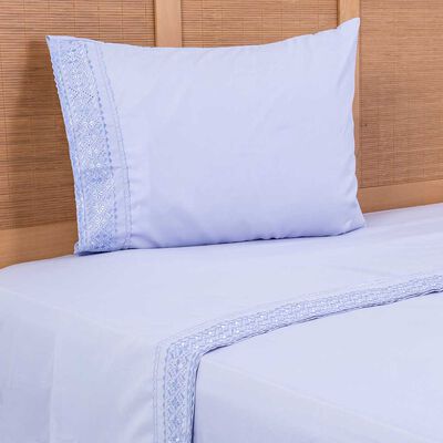 Juego de Sábanas Liso Plumetti 1,5 Plazas Broderie Morado