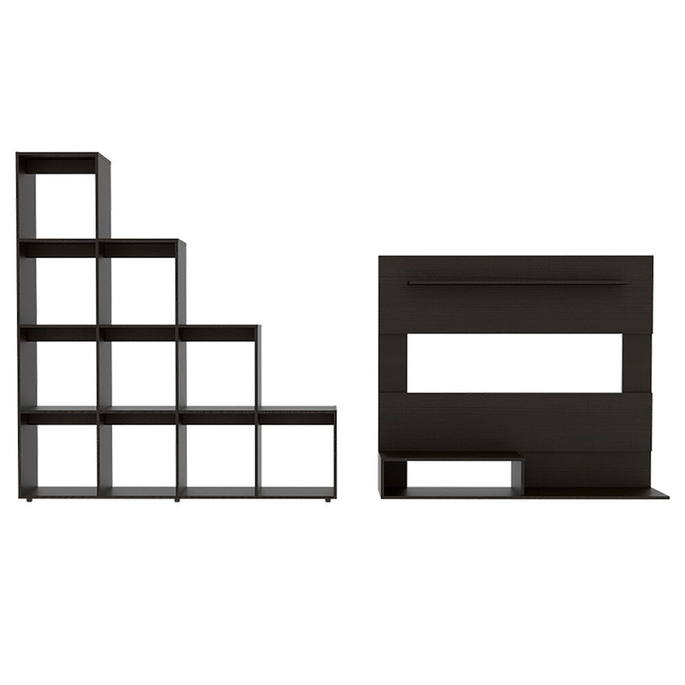 TUHOME Set Panel TV + Biblioteca Escalera