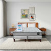 Combo Cama Europea Latam Home 2 Plazas Cannon BD Tela Gris + Textil + Respaldo + 2 Veladores Orion