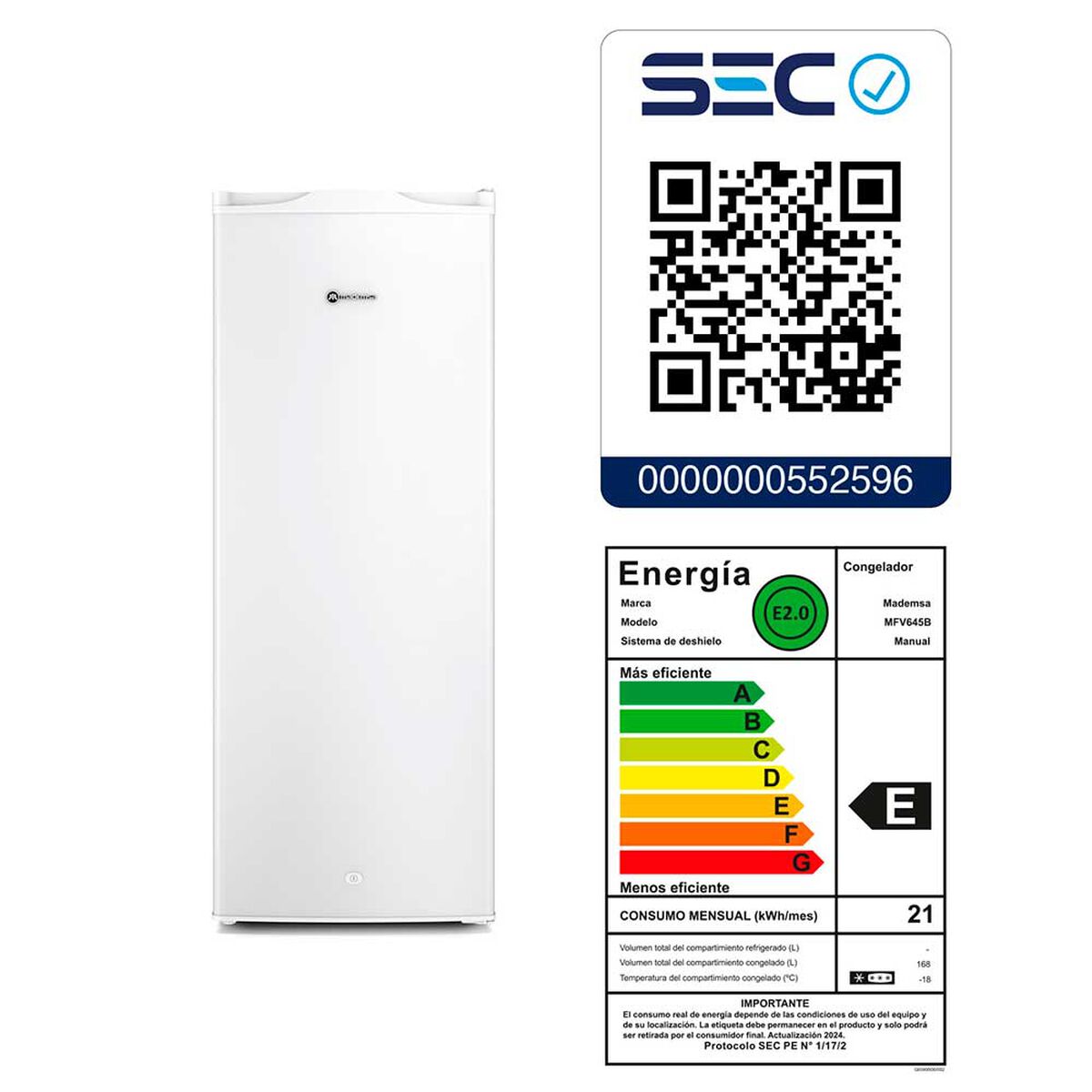 Freezer Vertical Mademsa MFV 645 B 168 lts&nbsp;