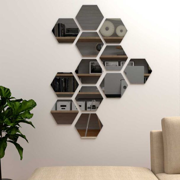 Espejo de Vidrio TuHome Lirio 12 Piezas Hexagonal 20 x 23 cm