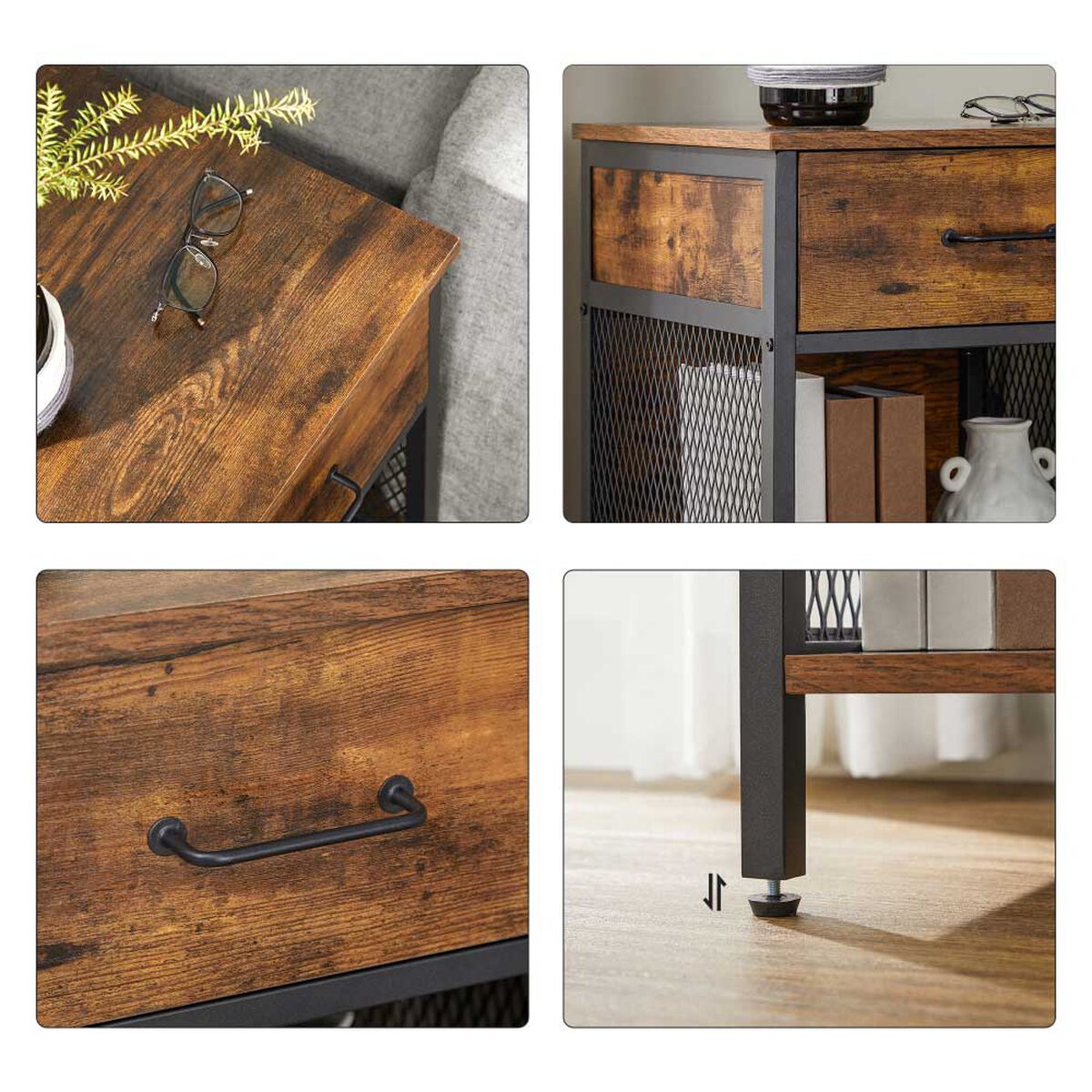 Velador TuHome Metalwood 1 Cajón