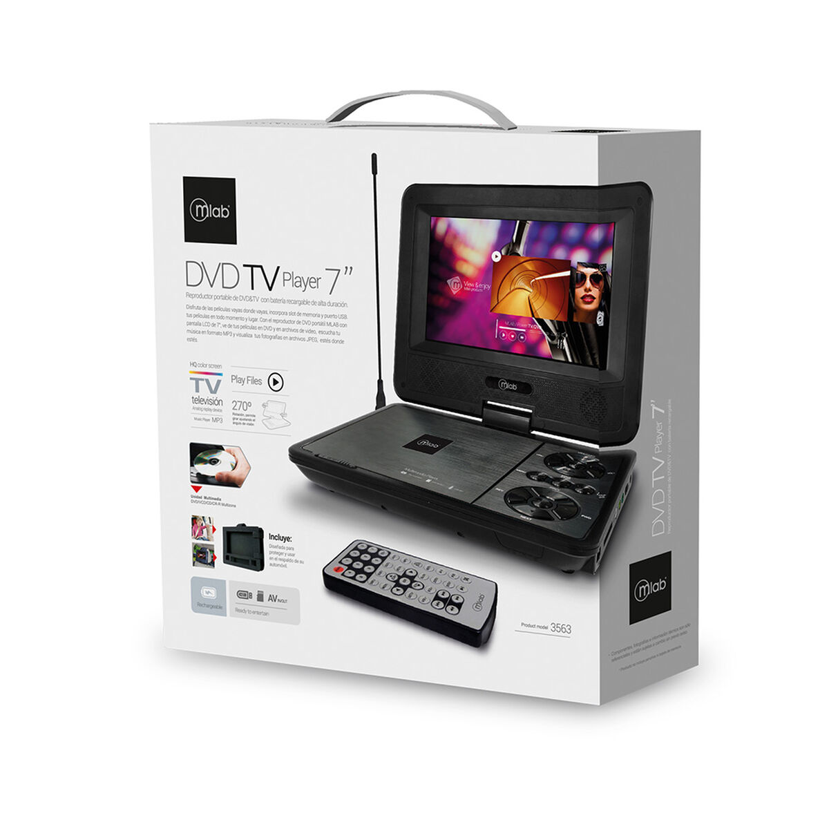 DVD Portátil Mlab Player 3563 7" Negro 