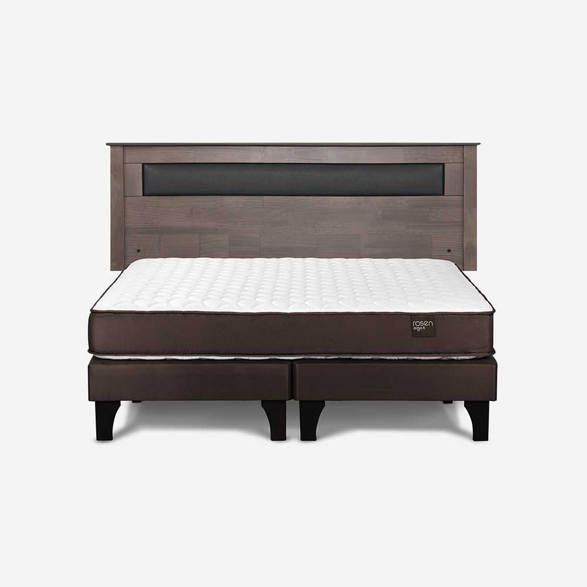 Cama Europea Rosen Base Dividida King New Ergo T + Respaldo Ferrera Gris
