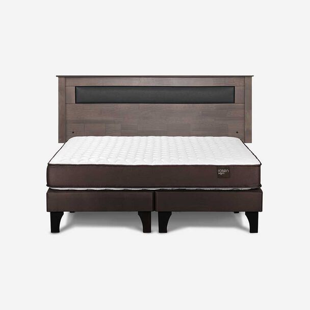 Cama Europea Rosen Base Dividida King New Ergo T + Respaldo Ferrera Gris