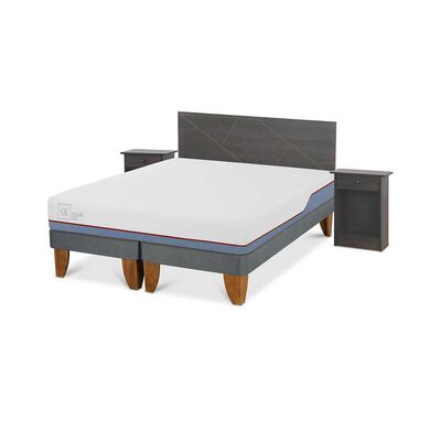 Imagen 2 del producto Cama Europea CIC Base Dividida 2 Plazas Excellence Plus + Respaldo + 2 Veladores Villarrica
