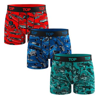 Pack 3 B&oacute;xer Medio Algod&oacute;n Motores Hombre Top