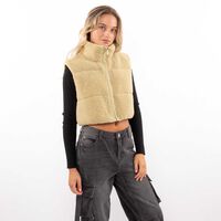 Parka Crop Reversible Chiporro Sin Mangas Mujer Icono Oliva