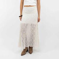 Falda Maxi Encaje Mujer Icono Crudo