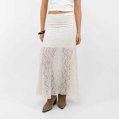 Falda Maxi Encaje Mujer Icono Crudo