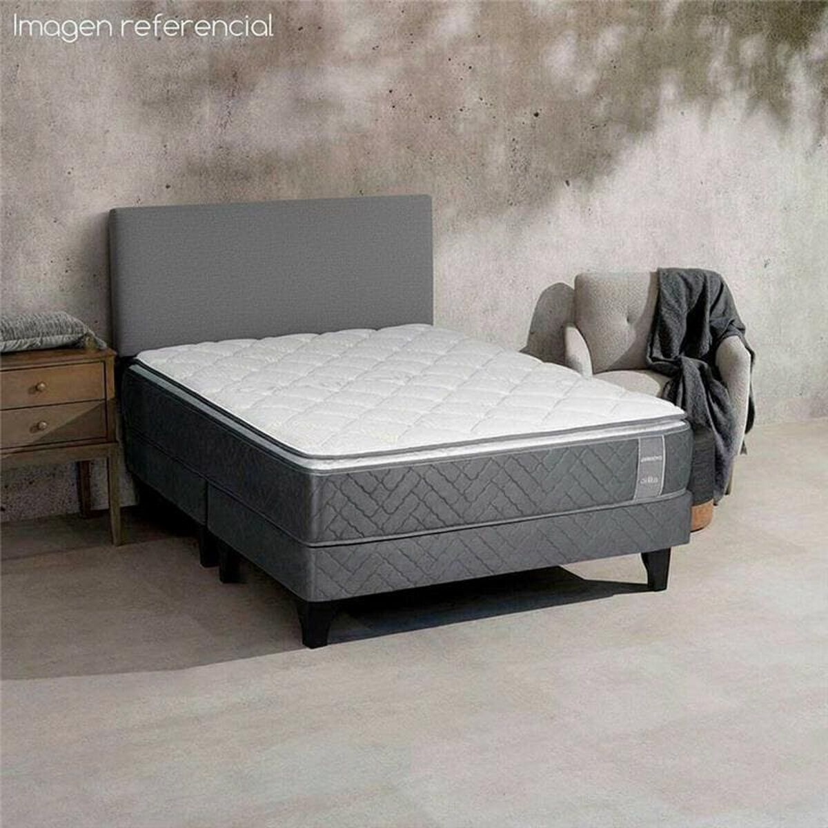 Cama Europea Celta Base Dividida King Carbono + Respaldo Acolchado