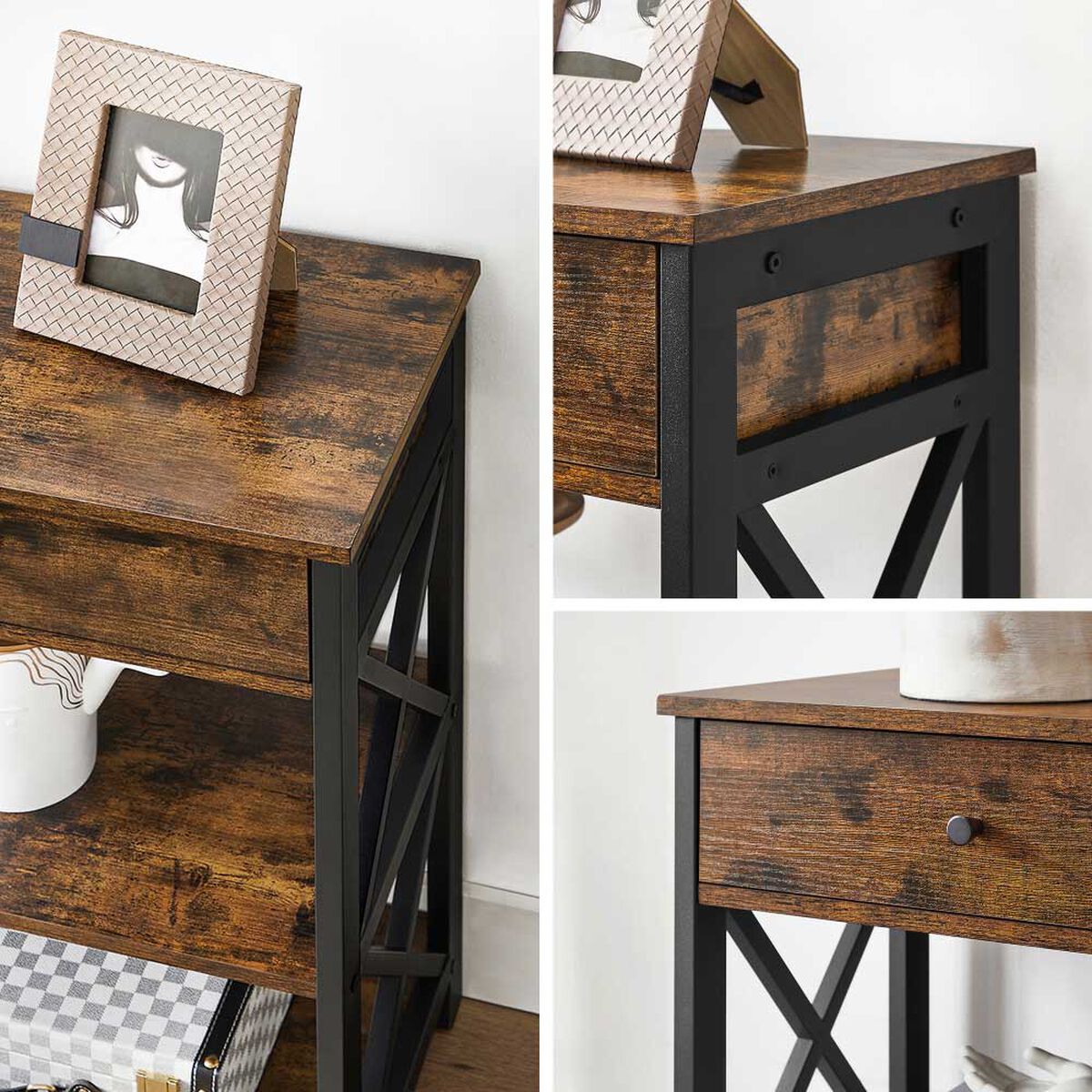Buffet Fm Furniture Metalwood Colection Marrón Rústico