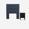 Cama Europea Rosen 1 Plaza Indie + Respaldo + Velador Issey Azul